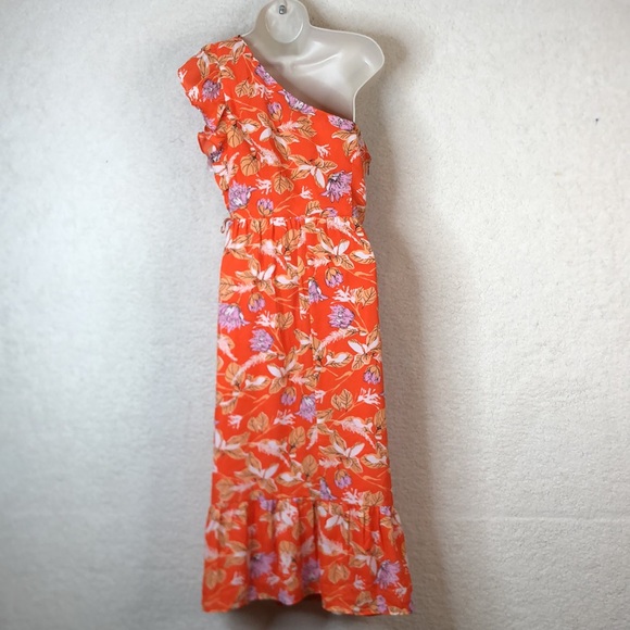 NWT Collective Concepts Womens Orange Floral One Shoulder Dress SIZE SMALL - Picture 7 of 9